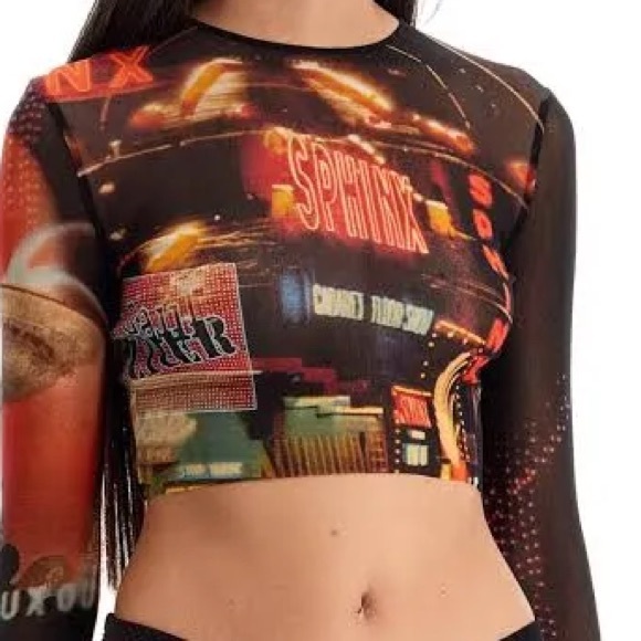 Jean Paul Gaultier Red and Black Graphic Crop Top - Picture 5 of 10